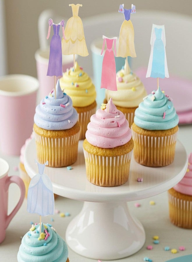 UOAOU Princess Party Cupcake Topper - Princess First Birthday Party Decoration,Dress Birthday Cake Decoration,Girl's 1st Party Supplies (cake topper) - Image 4